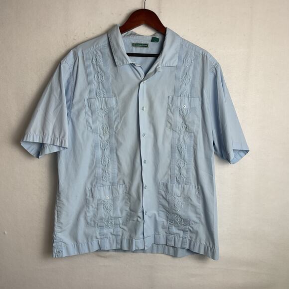 Cubavera Button Up Embroidered Shirt Adjustable Waist lot of 2 Black Blue XXL - Picture 7 of 15